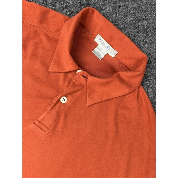 Zegna Sport Polo Shirt Men’s Large Performance Orange Stretch Golf - Picture 1 of 7